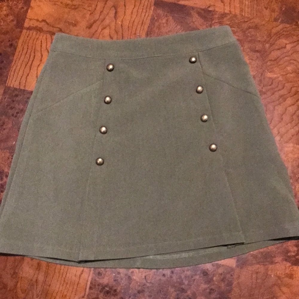 Green military midi skirt
